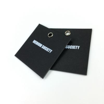 China Viable Custom Printed Black Card Paper Paper Hanger Classic Hang Tag Garment Clothes Price Tag for sale