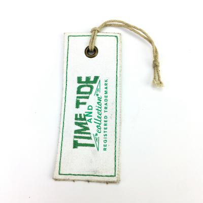 China Viable Professional Cheap Customized Logo Printed Clothes Cotton Hang Tag Canvas Hang Tag For Apparel for sale