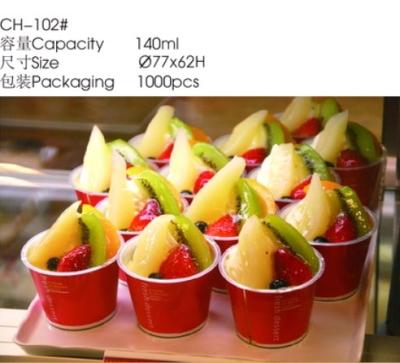 China Food Grade Red 140ml Plastic Packing Container Disposable Ice Cream Bowls for sale