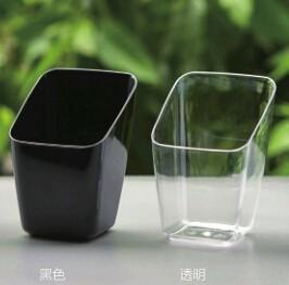 China ISO Clear Plastic Dessert Cups 70ML , Disposable Square Plastic Jelly Bowls for sale