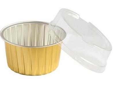 China 125ml Eco - Friendly Grease Proof Aluminum Foil Baking Cups With Plastic Lid for sale