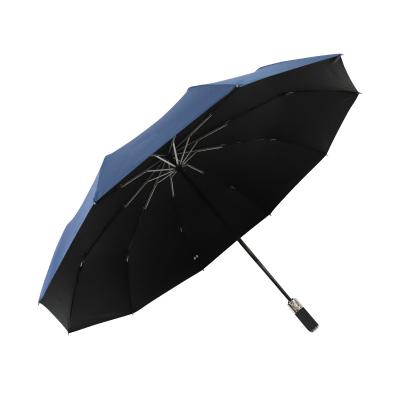 China Minimalist windproof umbrella folded wholesale custom folding umbrella foldable automatic 3 fold umbrella with black uv coating for sale