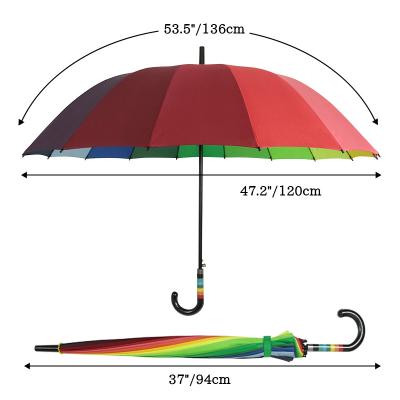 China Modern Xinsiman big rainbow umbrella 16 Ribs rainproof Umbrella Straight Windproof Rainbow Umbrella for sale