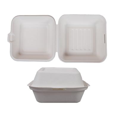 China Disposable Sugarcane Bagasse Tableware Food Dish Hamburger Paper Box for sale