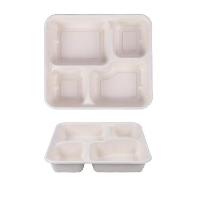 China Food Packaging Compartments Clamshell Box Minimalist Biodegradable Paper Tableware for sale