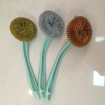 China Durable Stainless Steel Wire Cleaning Ball Sponge Handle for sale