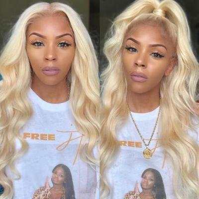 China 613 Blonde Silky Straight Hair Full Wave Lace Wig 150 Density Straight Honey Blonde 613 Lace Front Brazilian Human Hair Blonde Straight 613 for sale