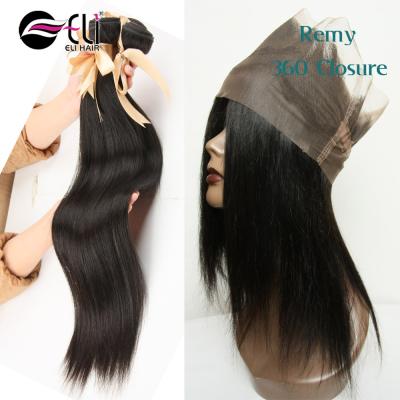 China Hot selling 2017 silky straight wave new products, 360 silk bandeau lace base 360 ​​frontal closure with bundles for sale