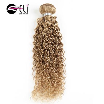 China Fashion Beauty Curly Hair Honey Blonde Brazilian Curly Hair Weave Super Curly Hair Weave Color #27 for sale