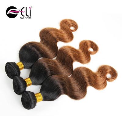 China Body Wave Colored Ombre Hair Extension 3 Tones 1b/4/27 Brazilian Virgin Hair Unprocessed Virgin Hair Bundles for sale