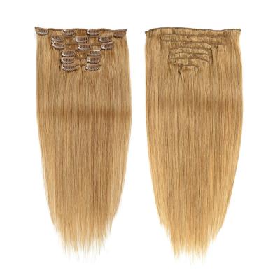 China Wholesale Top Natural Remy Blonde Brown 100% Natural Wave Hair Clip In Hair Extensions For White Women for sale