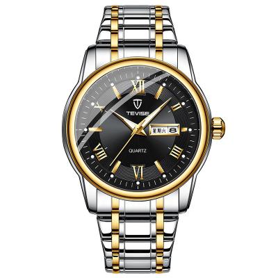 China High-end new business fashion men's quartz watch day/date high-grade steel band waterproof watch for sale