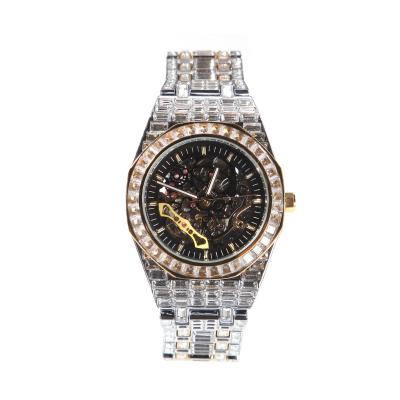 China New fashion day/date 2022 watch hip hop motorsports full diamond men's crystal gold mechanical watch for sale