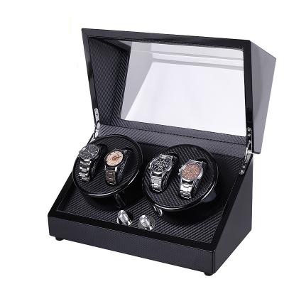 China Newest Fashion Factory Carbon Fiber Frontier Double Carbon Fiber Watch Case Rotating Black Automatic Watch Box for sale