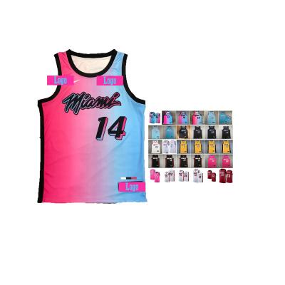 China New Jersey Vice Pink 55 Duncan Robinson 06 Lebron James 14 Herro Antibacterial Miami Tyler City Heat Uniforms for sale