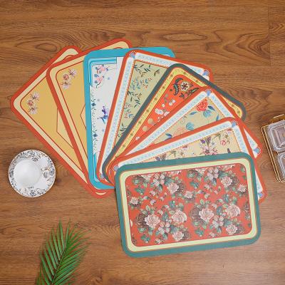 China Durable Washable Leather Mat Printed Placemat Pu Leather Place Mat Table Cloth Pad Place Mats For Dinner for sale