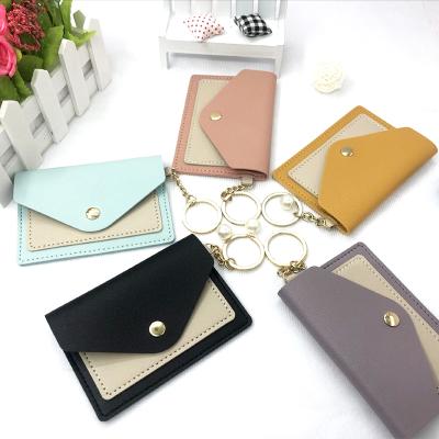 China Waterproof Ready To Ship Ladies Creative Small Card Bag Purse With Keychain Coin Leather Purse for sale