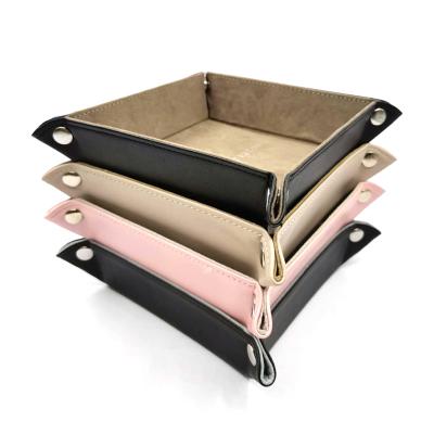 China Eco-friendly Faux Leather Tray Custom Organizer Storage Valet Tray Serving Tray for sale