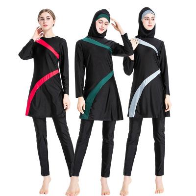 China New breathable largecolor matching conservative swimwear sportswear s-6xl Muslim SwimsuitsBurkini three piece LHMYFL011 for sale