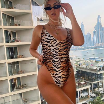 China New Designs Tiger Print Logo Sexy One Piece Swimsuit Breathable Customized Brazilian Swimwear YWSCFS-ZY079 for sale