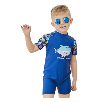 China One Piece Anti-UV Boys Cartoon Printing Surfing Swimwear KS0005 Kids Short Swimwear Boy's Quicky Dry Back Zipper Sleeve Suits for sale