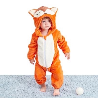 China Wholesale Warm Breathable And Soft One Piece Baby Romper Flannel Baby Clothes Fox Style Baby Romper for sale