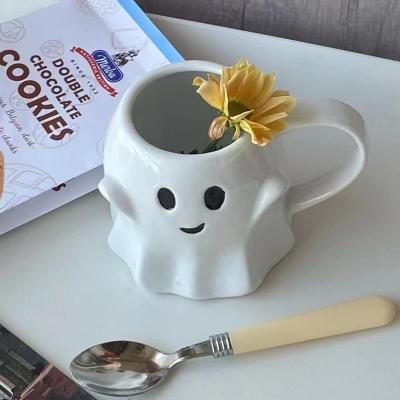 China Stocked Ins funny embossed elf ceramic coffee cup cute Halloween monster design niche creative mug for sale