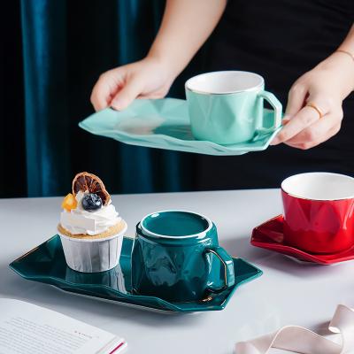 China Wholesale Custom Color Ceramic Coffee Cup and Saucer CLASSIC for sale