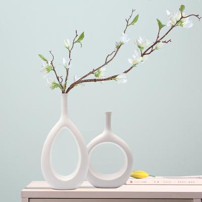 China Amazon style modern simple white ceramic vase dining room table living room decoration home decor flower dryer for sale