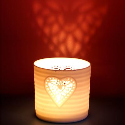 China Modern White Ceramic Melt Incense Wax Heart Shape Pot Candle Warmer Burner Set Oil Candle For Living Room Decor for sale