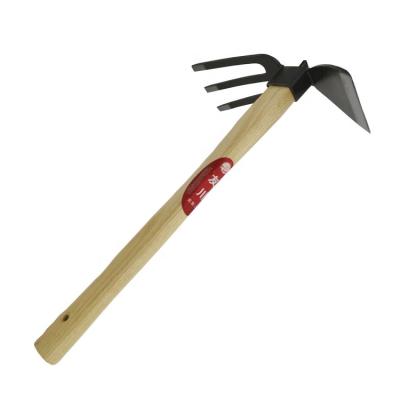 China AGRICULTURE GARDEN Heat Treated Carbon Steel 2 in1digging Rake Digging Hoe Two Way Fork for sale