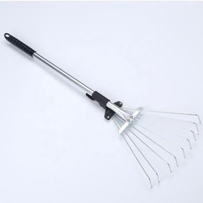 China Adjustable Garden Rake Gardening Tools Hand Rake For Lawn for sale