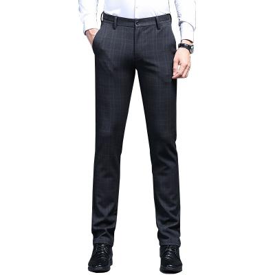 China Anti-wrinkle hot style custom design slim fit men suit pants soft plaid high quality pants for sale