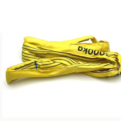 China Sturdy 3 - 30ton Capacity Polyester Heavy Duty Pipeline Cargo Pipe Strap Round Sling Belt Lifting Sling for sale