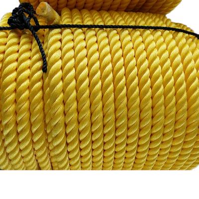 China Wrapping yellow braided polypropylene filament 3 strand rope. for sale