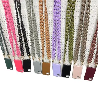 China Anti-slip Strap Universal Acrylic Mobile Phone Chain Lanyard Custom Logo Resin Long Shoulder Phone Strap Acrylic Phone Crossbody Necklace 130cm for sale