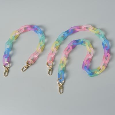 China Anti-slip Strap Colorful Acrylic Chain Manual Detachable Phone Case Decoration Accessory Replacement Bag Chain Rainbow Acrylic Phone Strap for sale