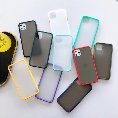 China Shockproof New Contrast Color Translucent Matte PC Hard Case Cover Hybrid TPU Phone Case For iPhone SE 2020 11 Pro Max 6 7 8 Plus for sale