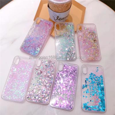 China Shockproof Colorful Moving Stars Heart Liquid Glitter Quicksand Phone Case For iphone X 6 7 8 plus 3D Bling Colours Quick Sand Cover Shell for sale