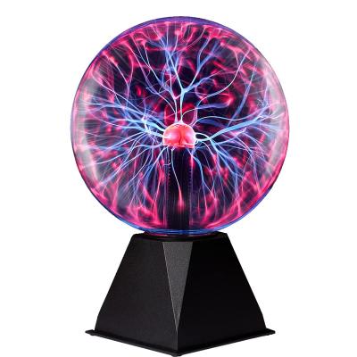 China Brighten up your desk and night New  8-inch Magic Glass Plasma Ball Sphere Lightning Lamp Light Party Night Atmosphere Lamp Black Base for sale