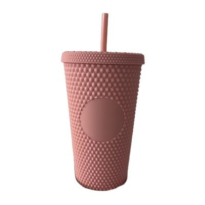 China Double Wall 24oz Durable Recyclable Matte Plastic Tumbler Cup With Lid And Straw for sale