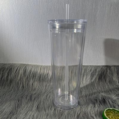 China 24oz Disposable Acrylic Insulated Double Wall Tumbler With Lid And Straw for sale