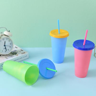 China China Disposable Factory Only Cold Change Coffee Cups Wholesale Plastic Reusable Color Changing Cups 24oz Bling Tumbler With Straw for sale