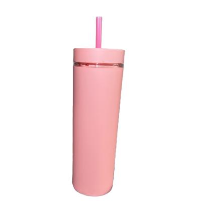 China 16oz Disposable Skinny Matte Acrylic Double Wall Plastic Tumbler Tumbler Cups Acrylic Tumbler Cups for sale