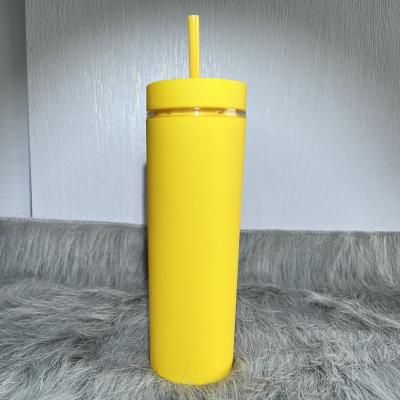 China Wholesale Creative Portable Disposable Straw Water Cup Advanced Double Layer Frosted Straight Cup for sale