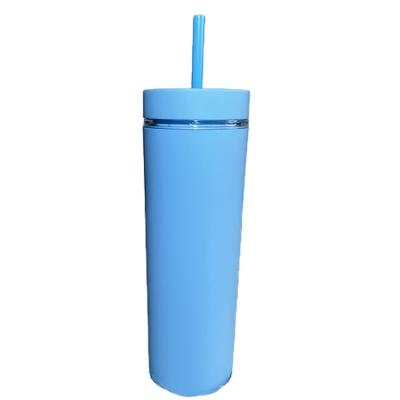 China Wholesale Creative Portable Disposable Straw Water Cup Advanced Double Layer Frosted Straight Cup for sale