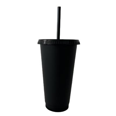 China Wholesale Traditional Summer Beach Party Cold Drinks Reusable Plastic 24oz Solid Color No Color Changing Tumbler Cups With Straw for sale