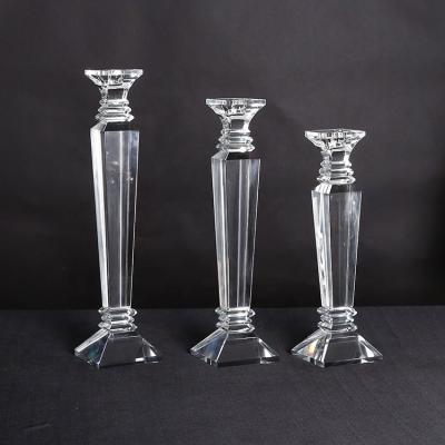 China Single Head Crystal Wedding Table Centerpieces Decor OT Sale Items Transparent Candle Holder (BS-CH006A) for sale