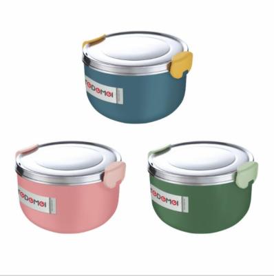 China Amazon Wholesale Microwavable 304 Stainless Steel Bento Lunch Box 2 Sides Lock Food Containers Vacuum Bento Boxes for sale