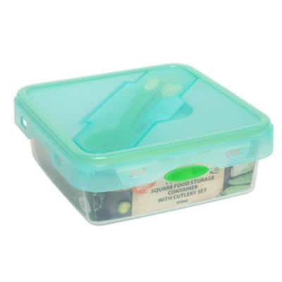 China Freshness Preservation 850ml PP Food Container With Spoon/Fork/Knife Bento Box Leakproof For Salad, Fruit, Baby Food for sale